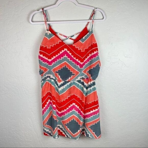 Myne 100% Silk Aztec Printed Mini Sheath Dress in Pink Red Women's Size Small - Picture 2 of 15